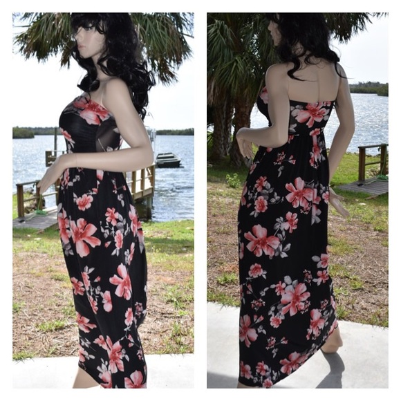Tropical Floral Tube Top Maxi Dress - Picture 3 of 4
